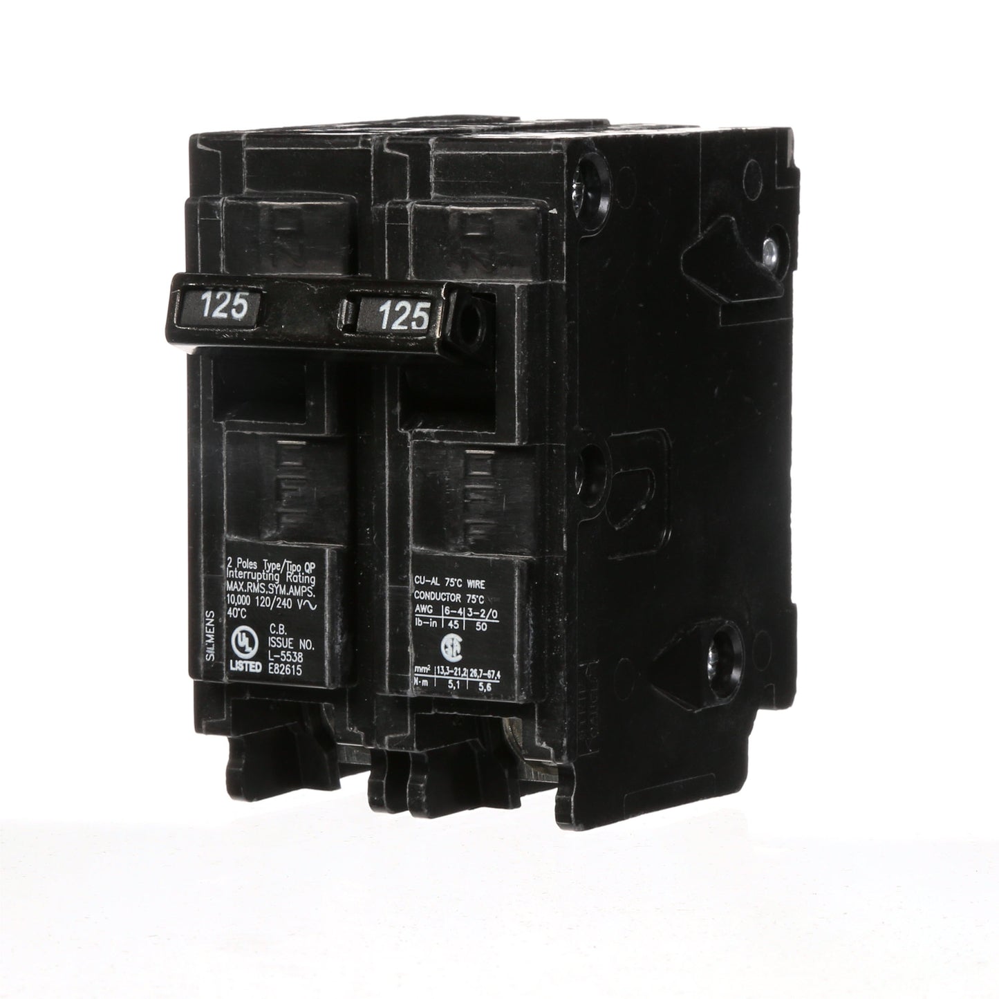 Siemens Q2125 Circuit Breaker | 120/240VAC 125A 2P 10kA@240V Plug-In Q Series