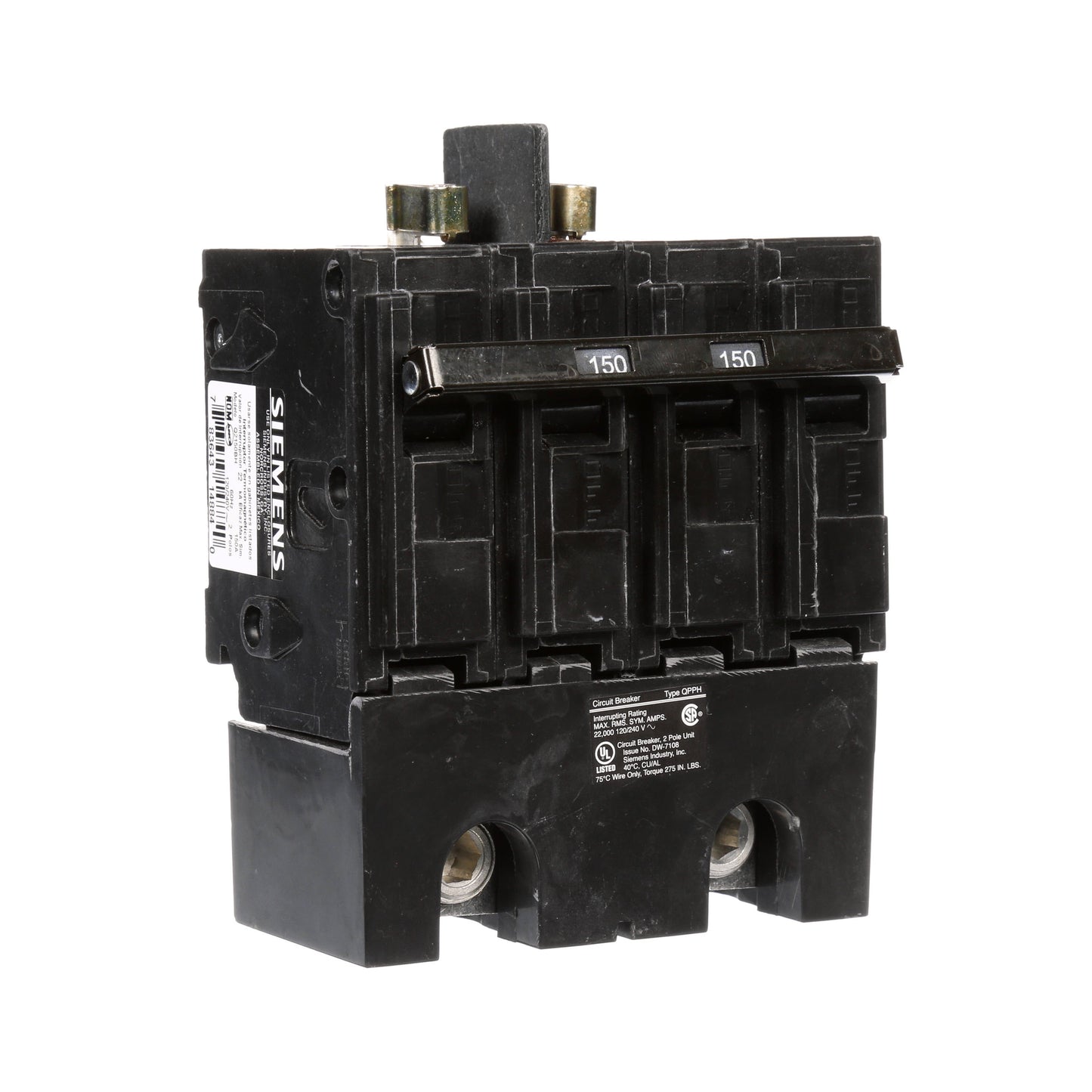 Siemens Q2150BH Circuit Breaker | 240V 150A 2P 22kA@240V Plug-In Q Series