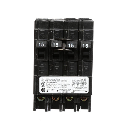 Siemens Q21515CT Circuit Breaker | 240V 15A 2P Plug-In 10kA@240V Q Series