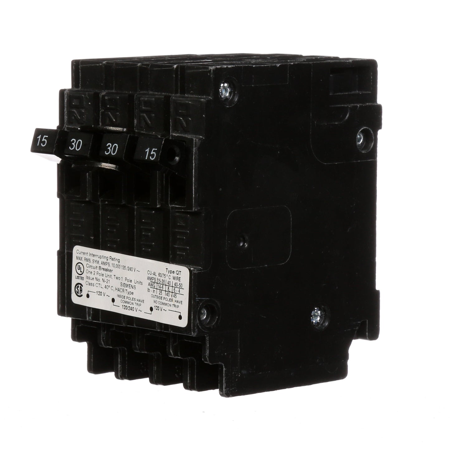 Siemens Q21530CT Circuit Breaker | 240V 30A 2P 10kA@240V Plug-In Q Series