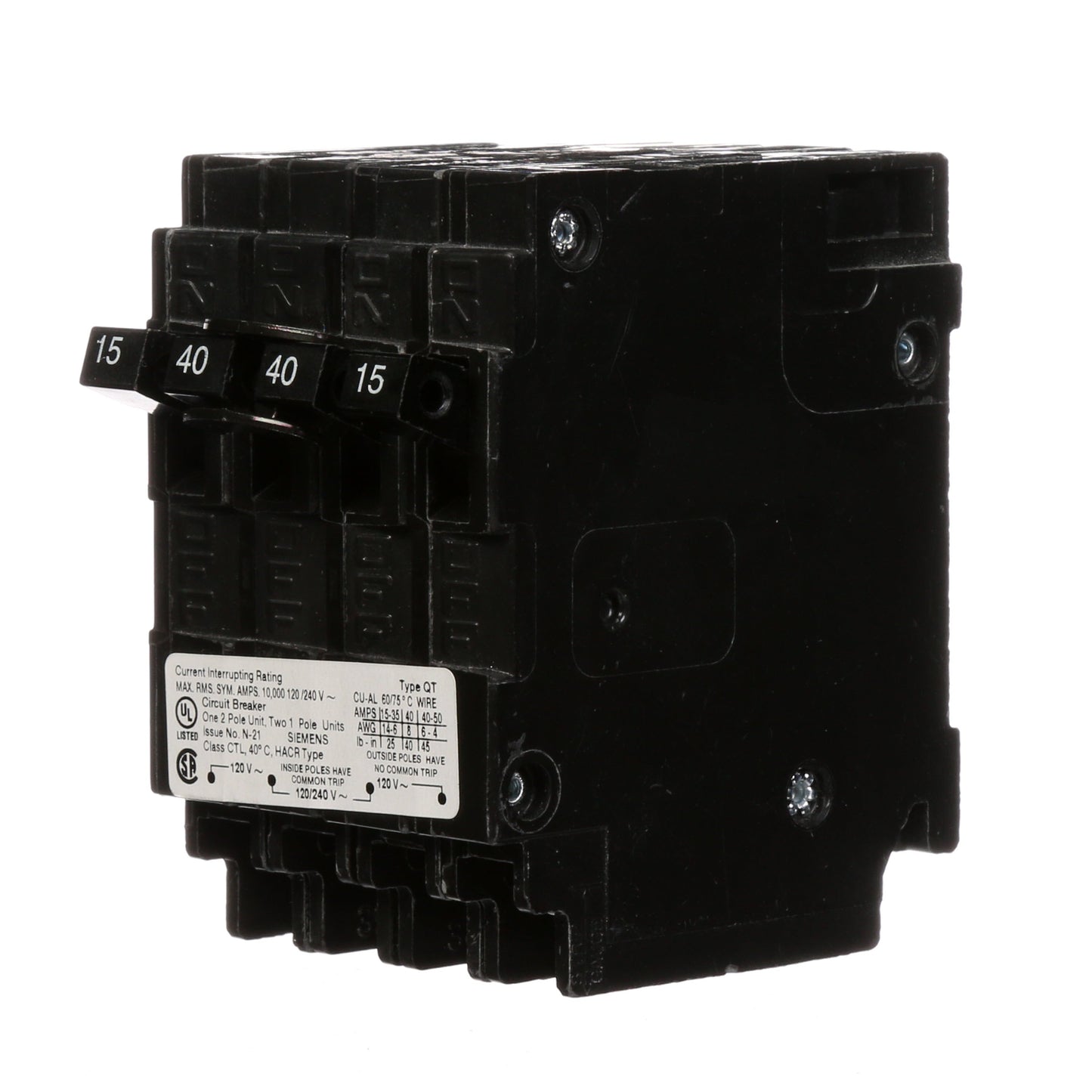 Siemens Q21540CT Circuit Breaker | 240V 40A 2P 10kA@240V Plug-In Q Series