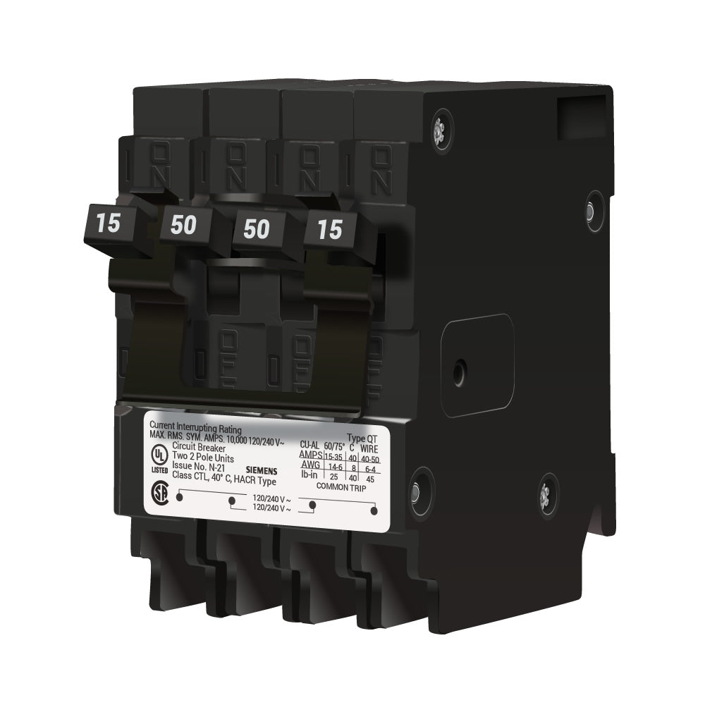 Siemens Q21550CT2 Circuit Breaker | 240V 50A 2P 10kA@240V Plug-In Q Series