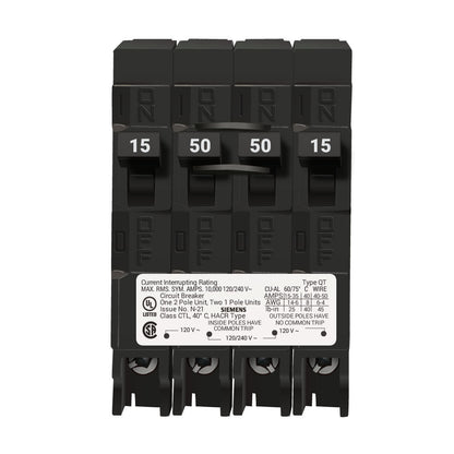 Siemens Q21550CT Circuit Breaker | 240V 50A 2P 10kA@240V Plug-In Q Series
