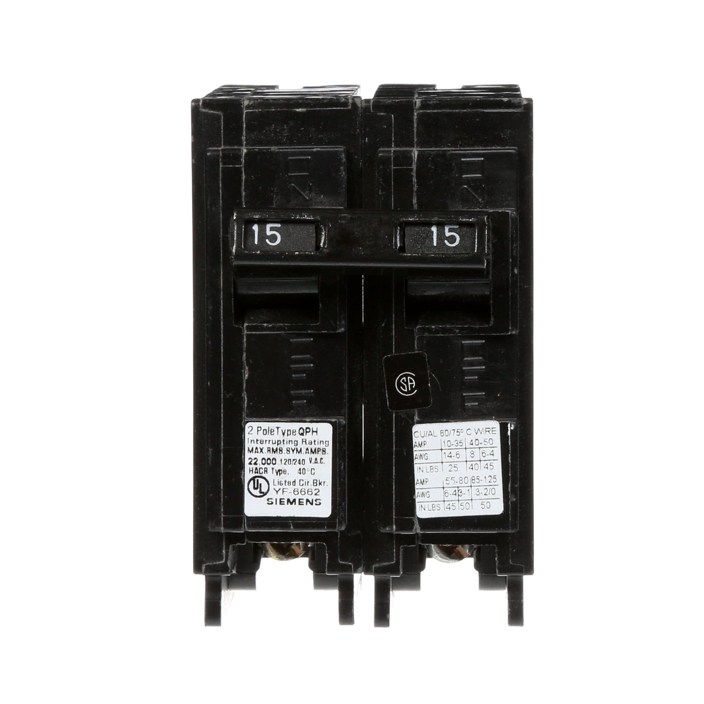 Siemens Q215 Circuit Breaker | 120/240V 15A 2P 10kA@240V Plug-In Q Series