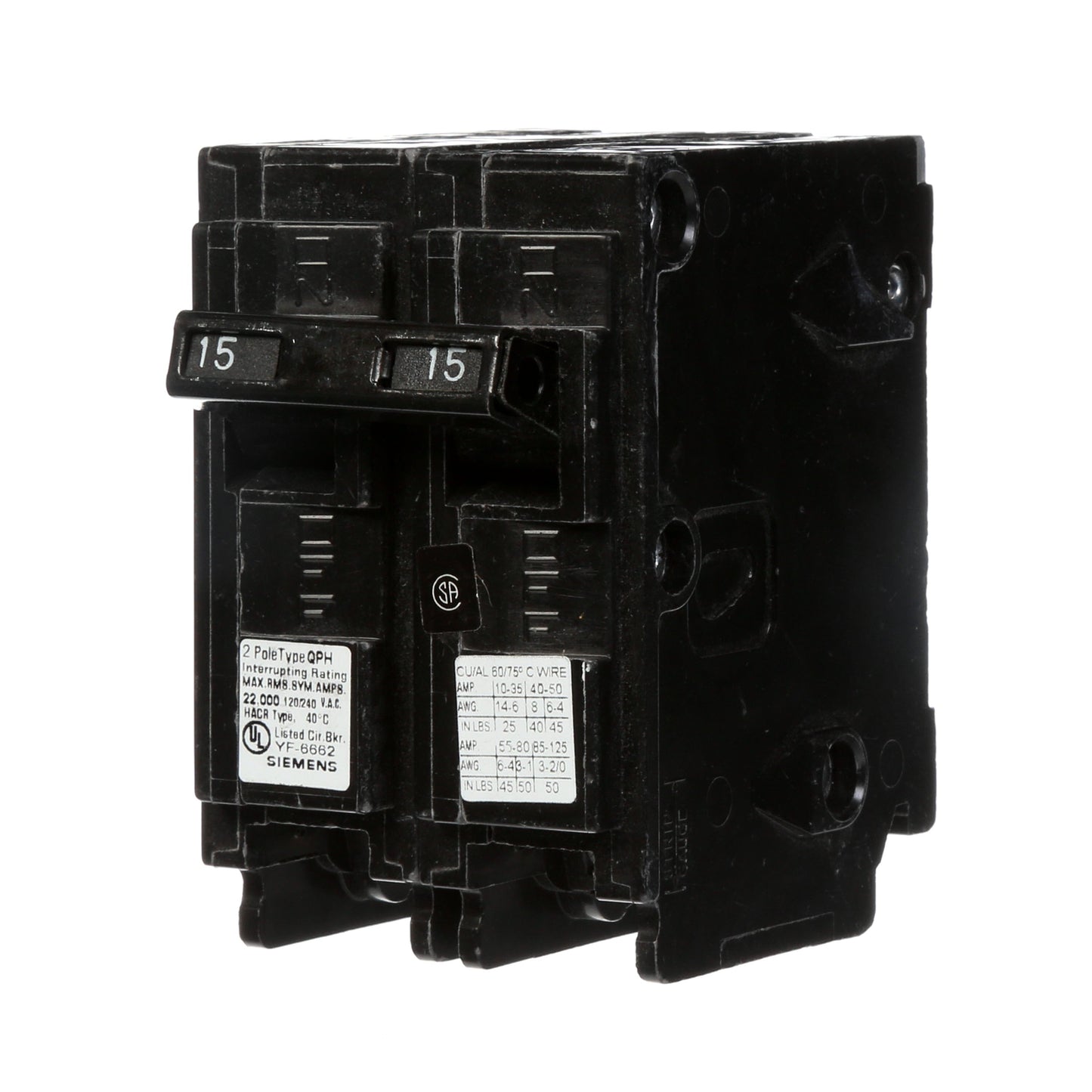 Siemens Q215 Circuit Breaker | 120/240V 15A 2P 10kA@240V Plug-In Q Series