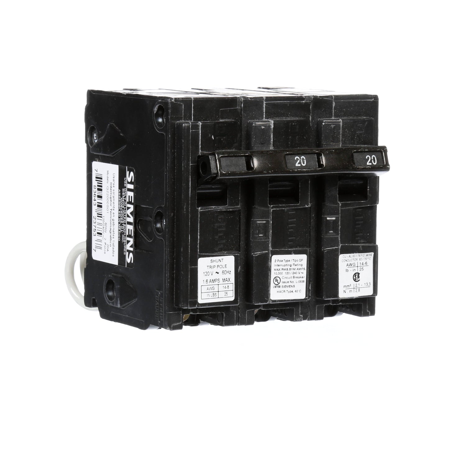 Siemens Q22000S01 Circuit Breaker | Q Series QP 240V 20A