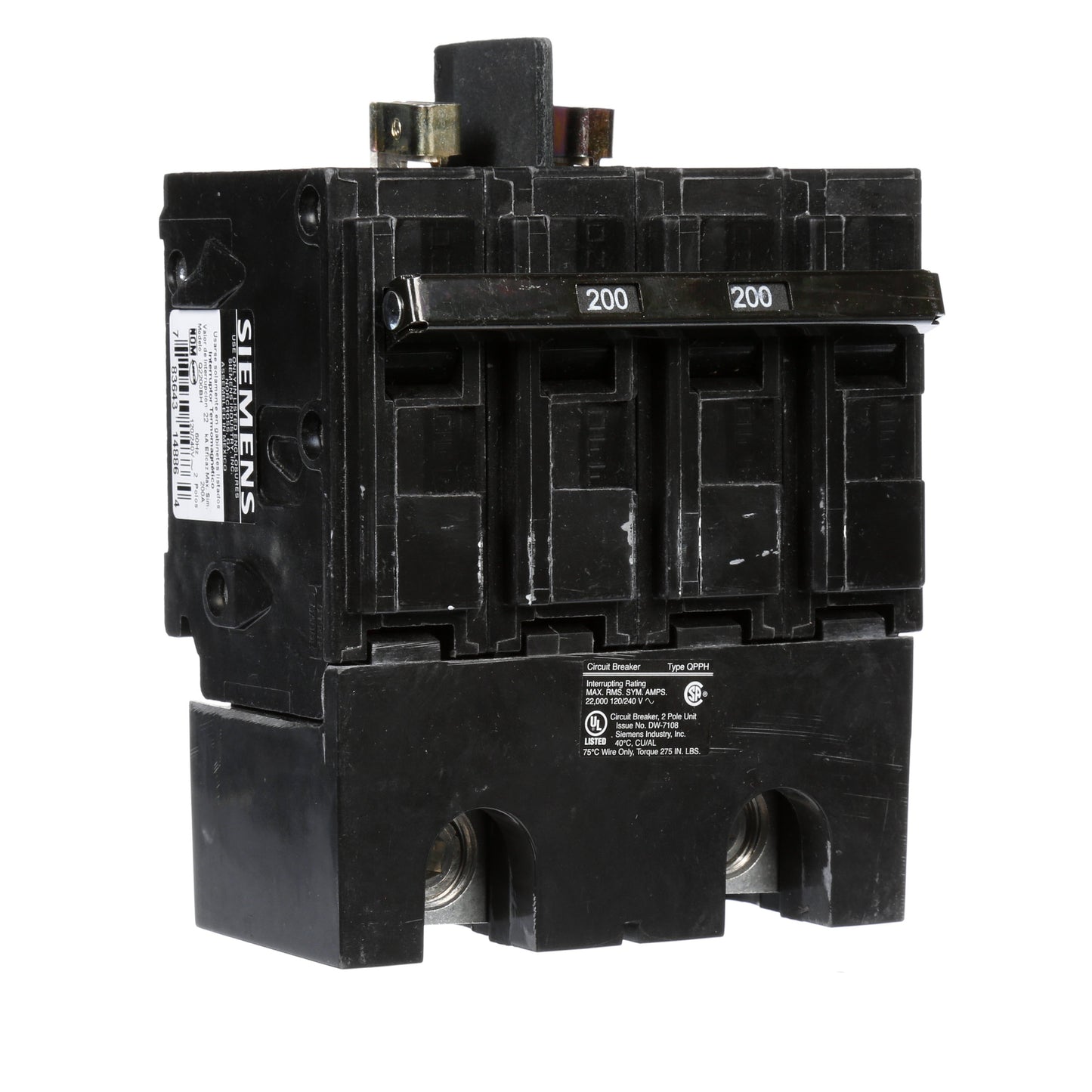 Siemens Q2200BH Circuit Breaker | 240V 200A 2P 22kA@240V Plug-In Q Series