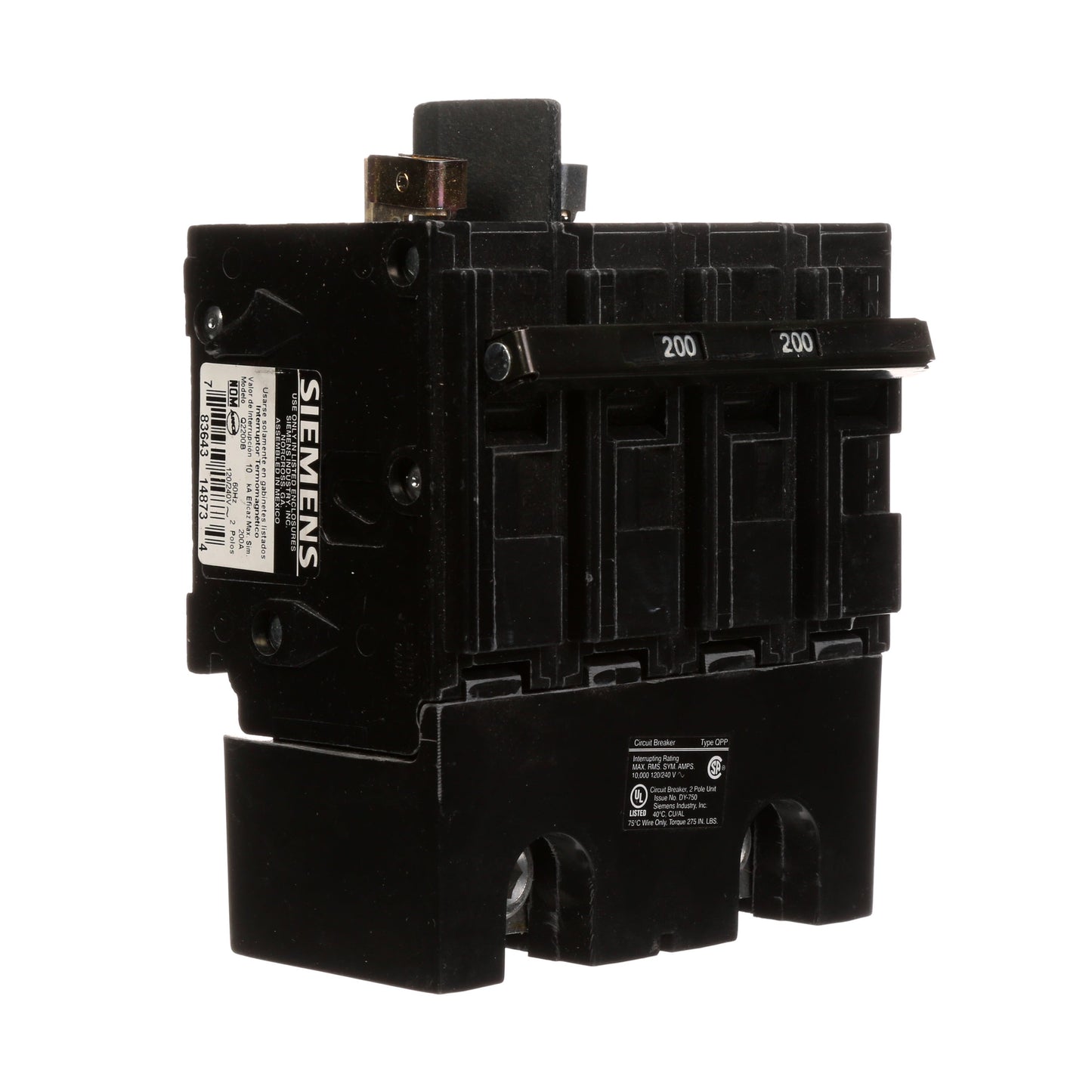 Siemens Q2200B Circuit Breaker | 240V 200A 2P 10kA@240V Plug-In Q Series