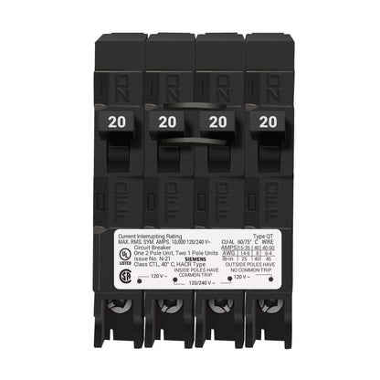 Siemens Q22020CT Circuit Breaker | 240V 20A 2P 10kA@240V Plug-In Q Series
