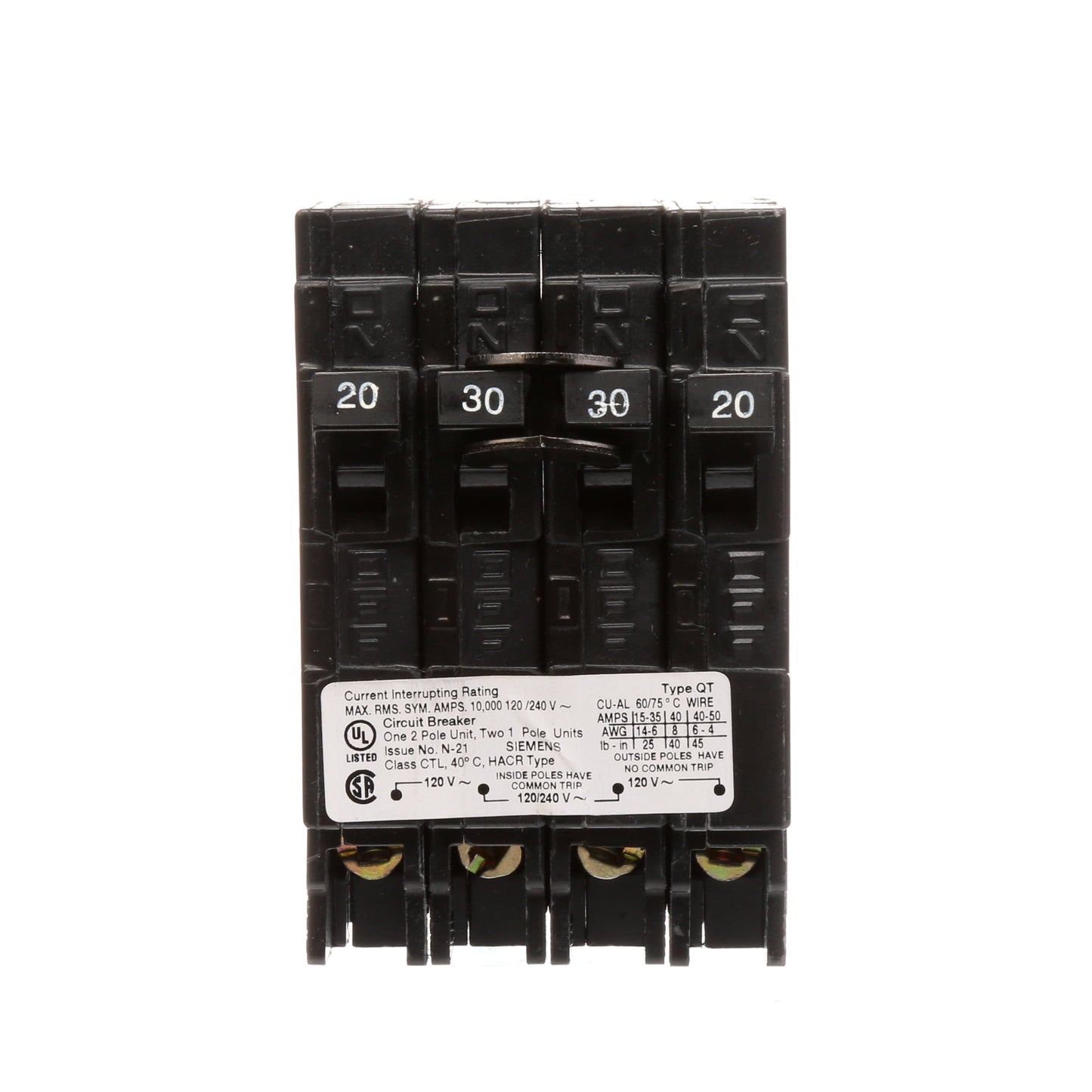 Siemens Q22030CT Circuit Breaker | 240V 30A 2P 10kA@240V Plug-In Q Series