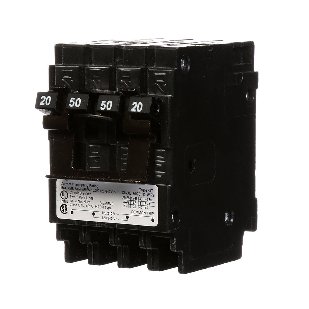 Siemens Q22050CT2 Circuit Breaker | 240V 50A 2P 10kA@240V Plug-In Q Series