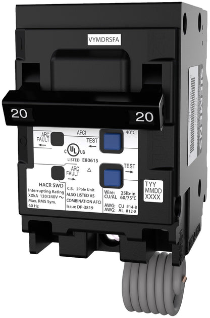 Siemens Q220AFC Circuit Breaker | 240V 20A 2P Plug-In 10kA@240V Q Series