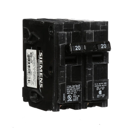 Siemens Q220 Circuit Breaker 120/240V 20A 2P 10kA@240V Plug-In Q Series
