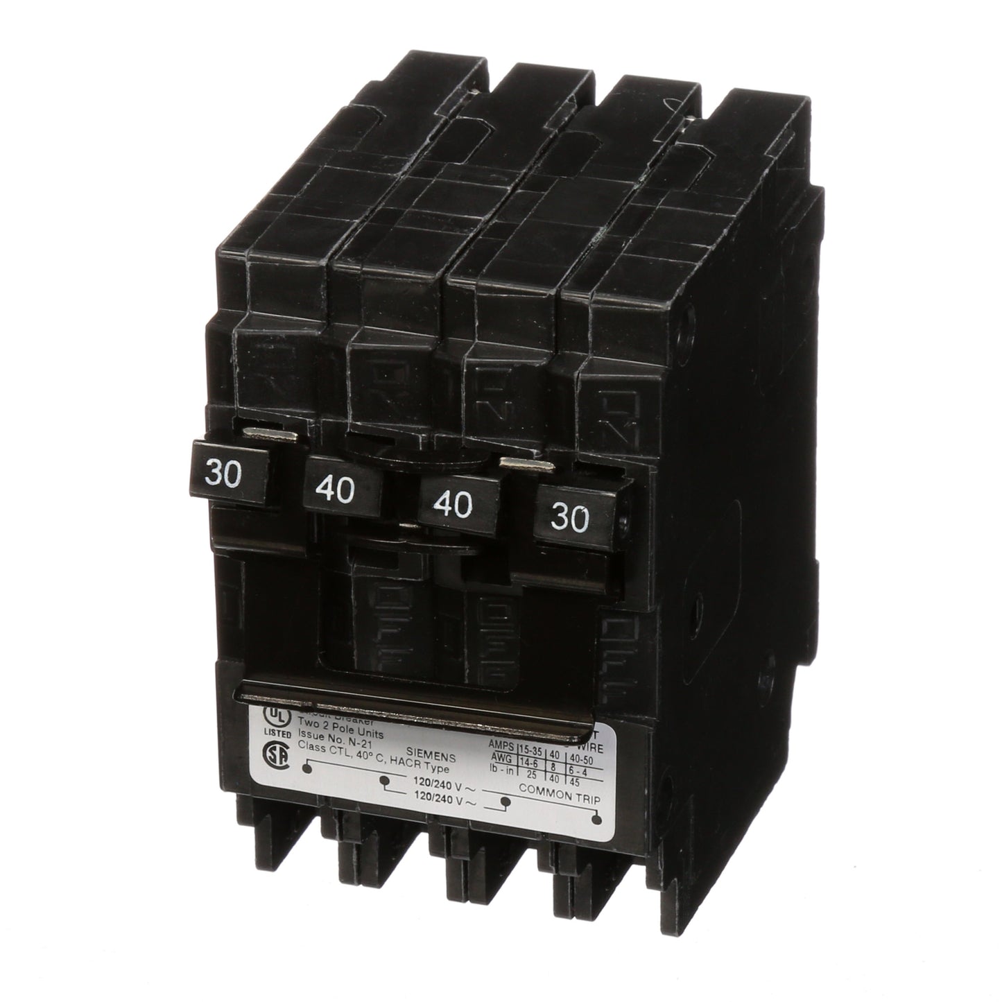 Siemens Q23040CT2 Circuit Breaker | 240V 30A 2P 10kA@240V Plug-In Q Series