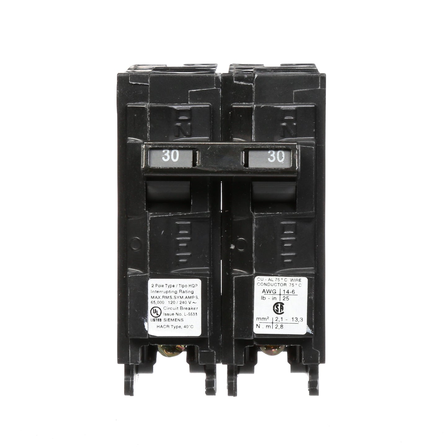 Siemens Q230HH Circuit Breaker | 240V 30A 2P 65kA@240V Plug-In Q Series