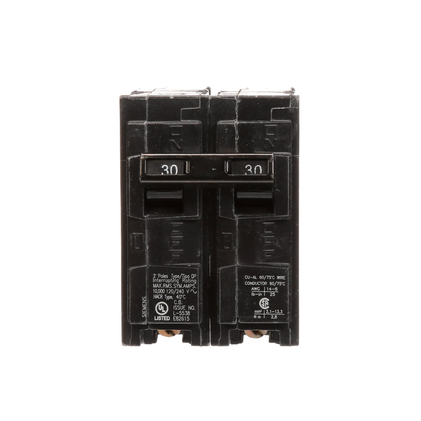 Siemens Q230 Circuit Breaker 120/240V 30A 2P 10kA@240V Plug-In Q Series