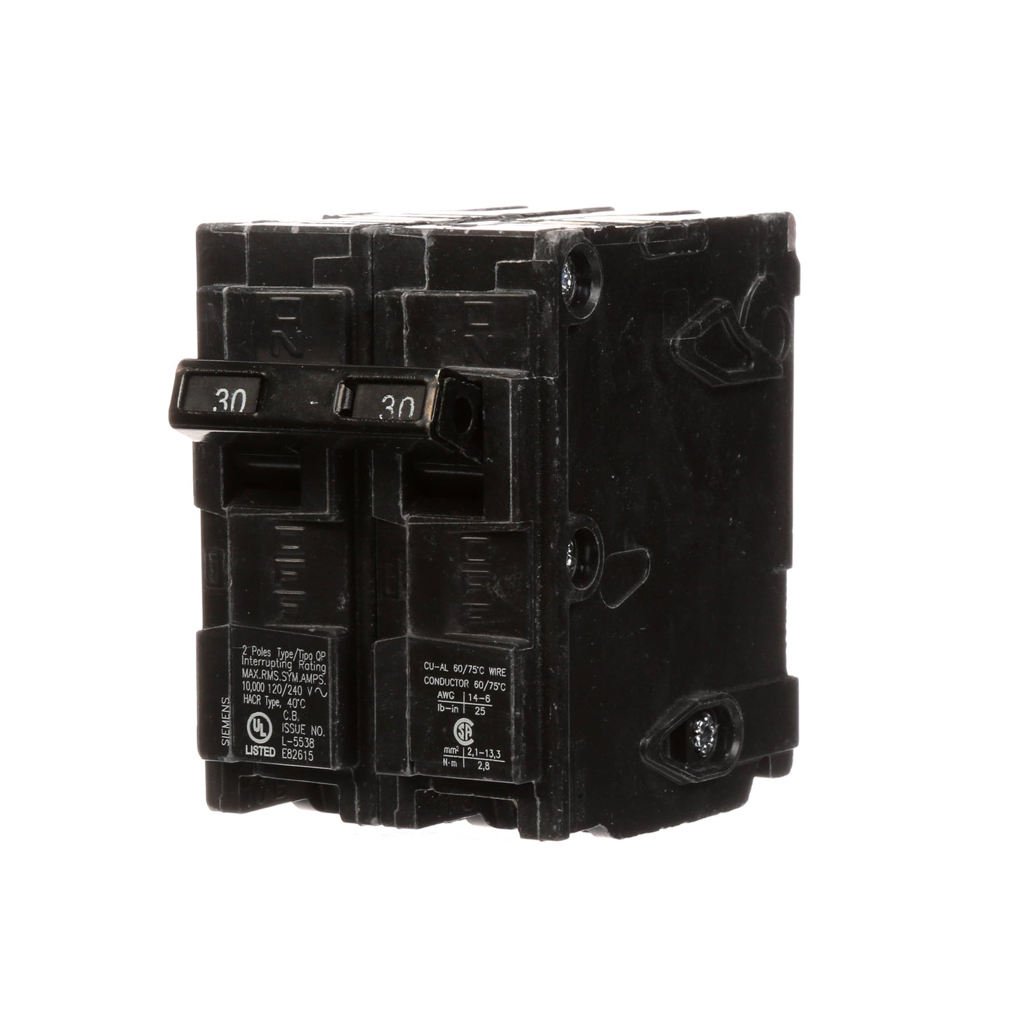 Siemens Q230 Circuit Breaker 120/240V 30A 2P 10kA@240V Plug-In Q Series