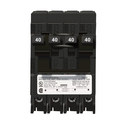 Siemens Q24040CT2 Circuit Breaker | 240V 40A 2P Plug-In 10kA@240V Q Series