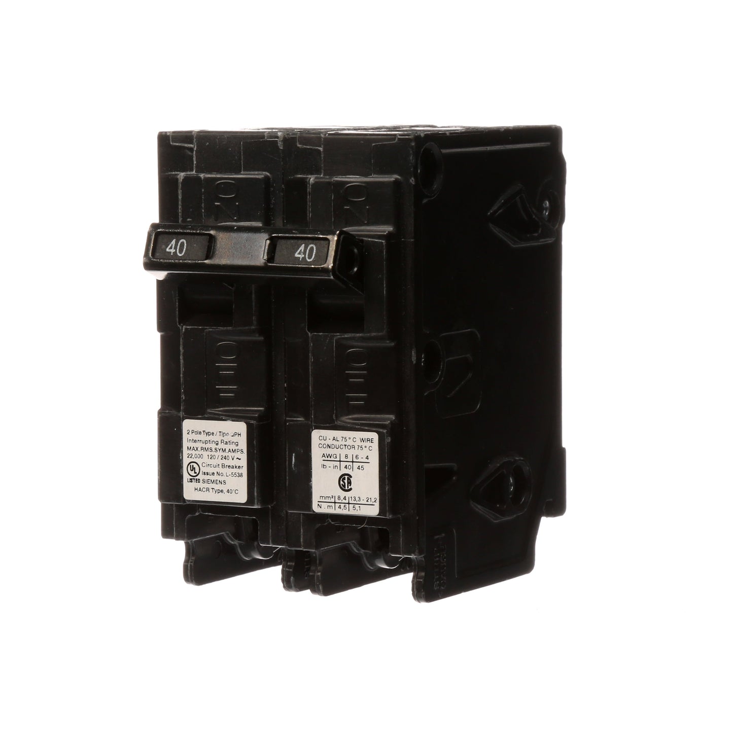 Siemens Q240H Circuit Breaker | 240V 40A 2P 22kA@240V Plug-In Q Series