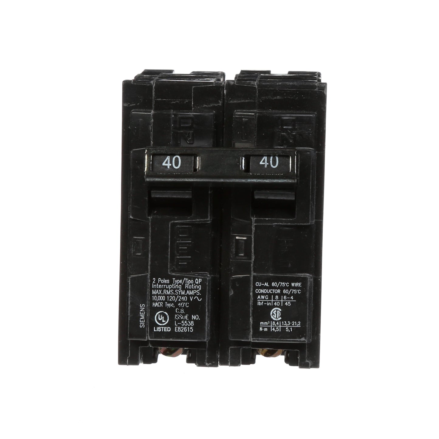 Siemens Q240 Circuit Breaker | 120/240V 40A 2P 10kA@240V Plug-In Q Series