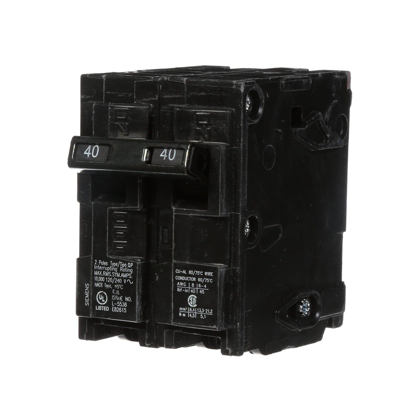 Siemens Q240 Circuit Breaker | 120/240V 40A 2P 10kA@240V Plug-In Q Series