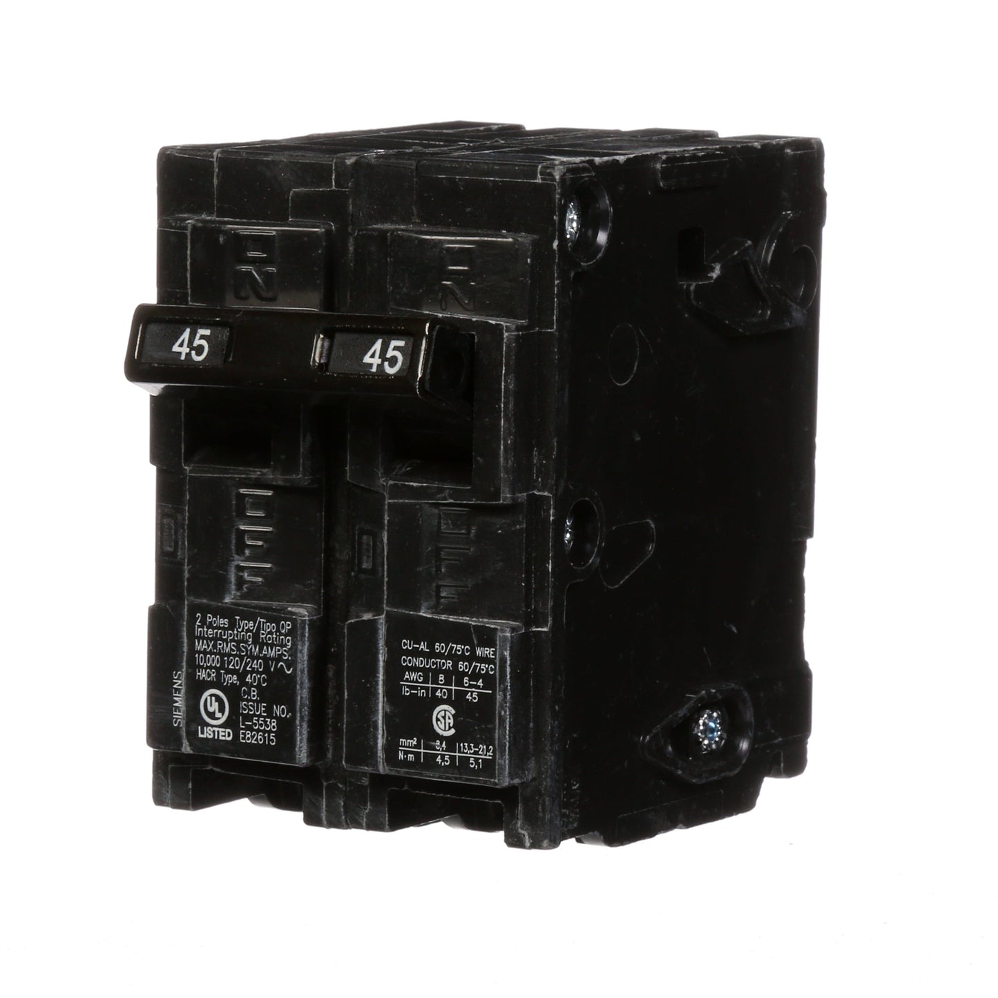 Siemens Q245 Circuit Breaker | 240V 45A 2 Pole 10kA@240V Plug-In Q Series