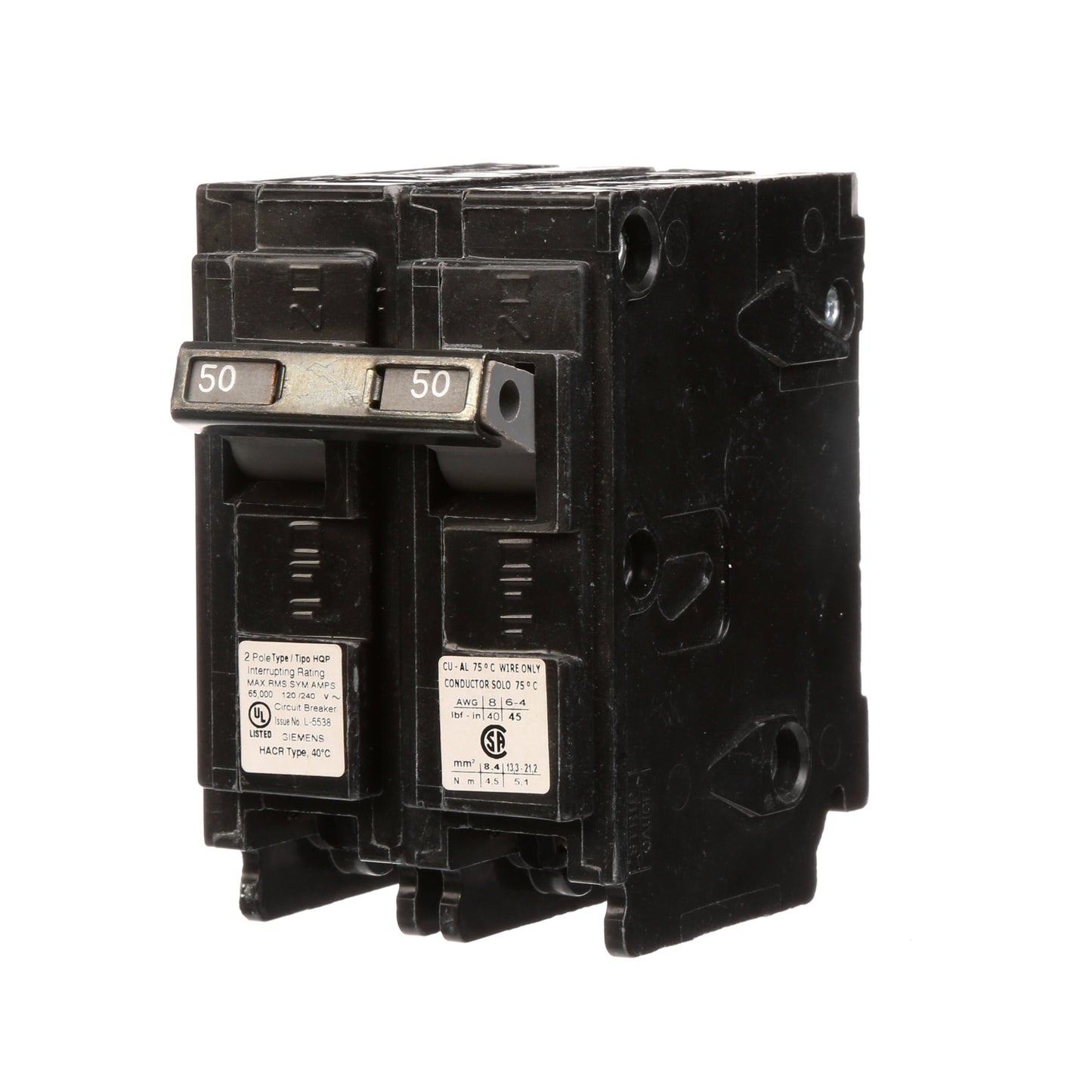 Siemens Q250HH Circuit Breaker | 240V 50A 2P 65kA@240V Plug-In Q Series
