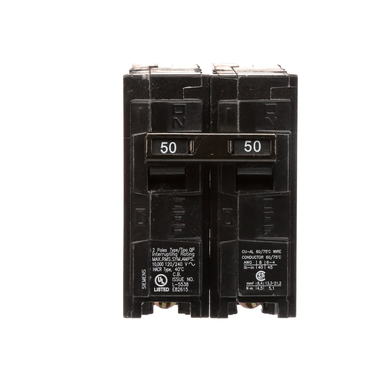 Siemens Q250 Circuit Breaker | 120/240VAC 50A 2Pole 10kA@240V Q Series