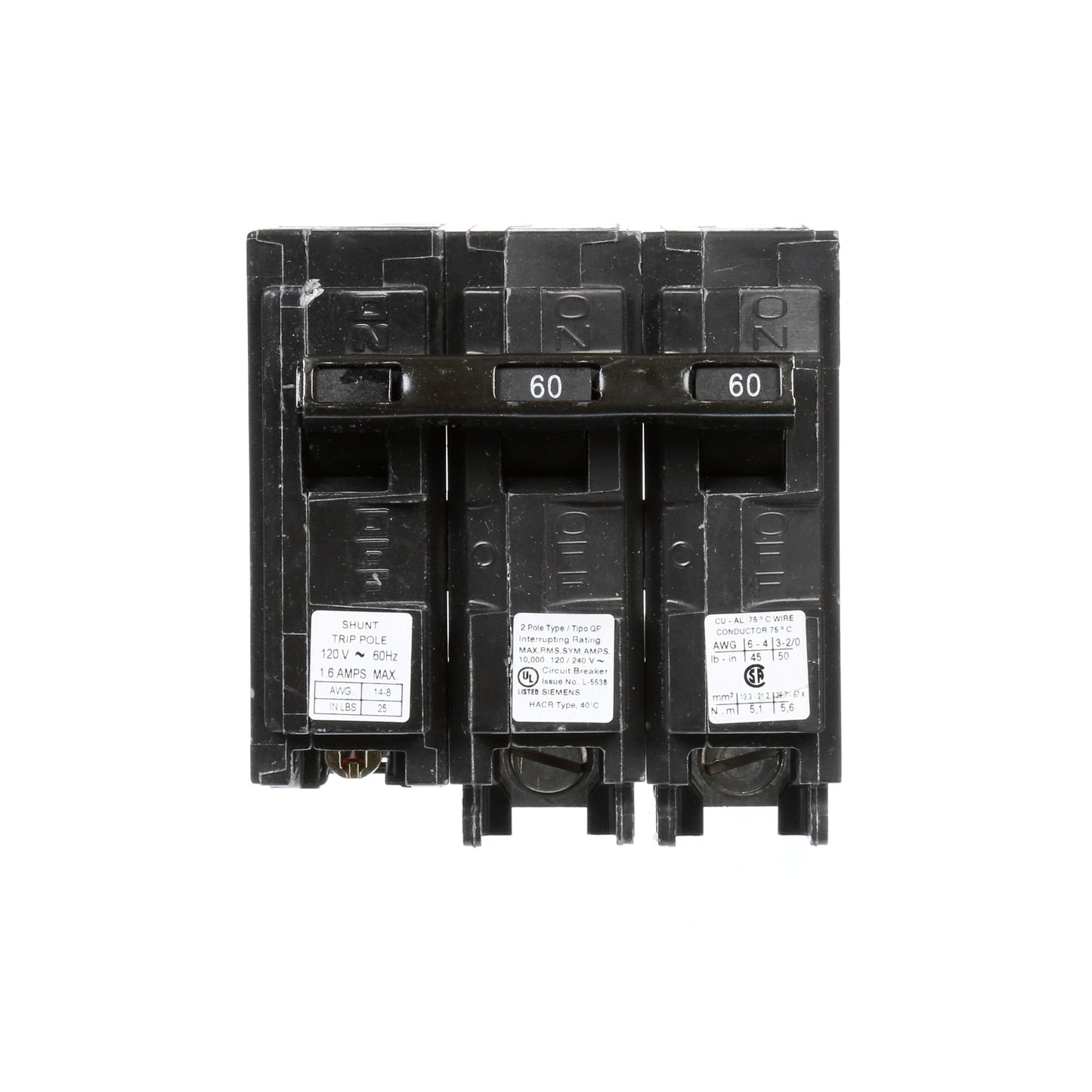 Siemens Q26000S01 Circuit Breaker | 240V 60A 2P 10kA@240V Plug-In Q Series