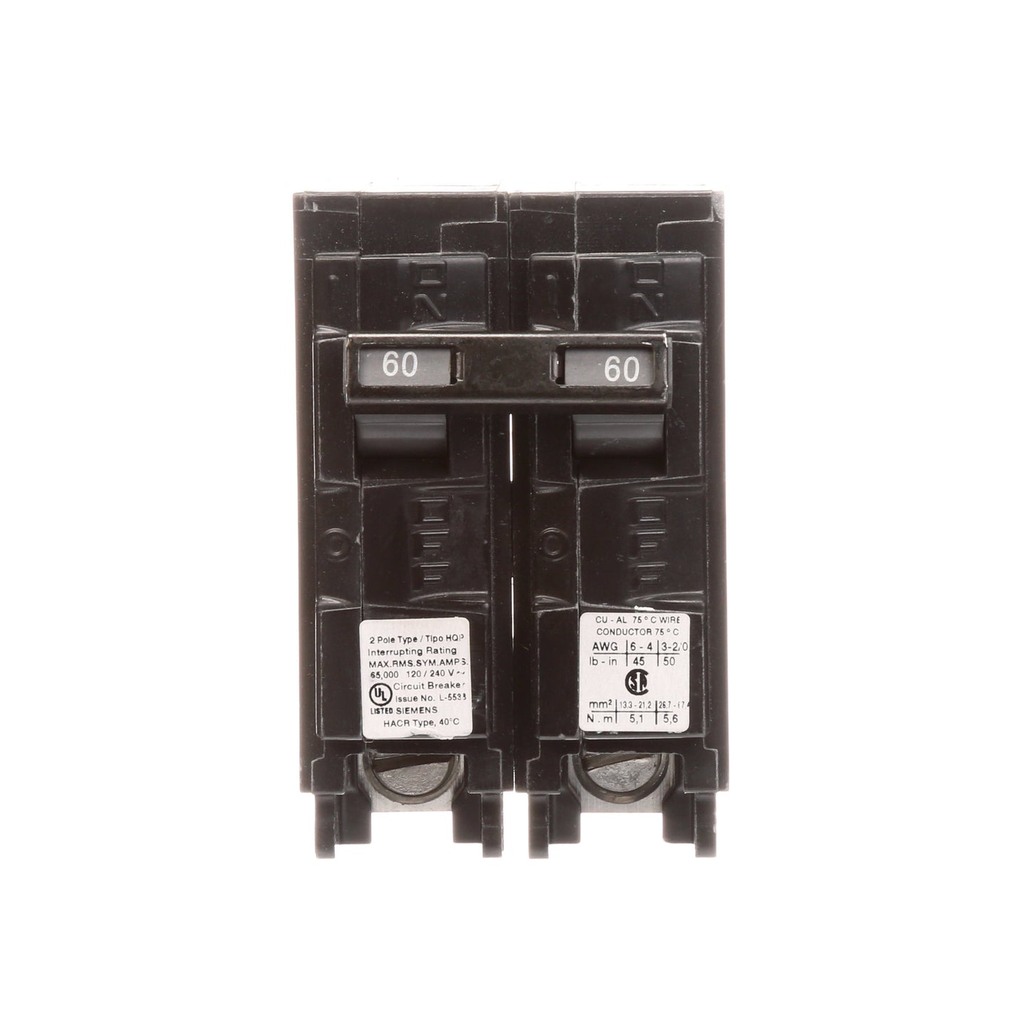 Siemens Q260HH Circuit Breaker | 240V 60A 2P 65kA@240V Plug-In Q Series