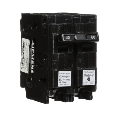Siemens Q260H Circuit Breaker | 240V 60A 2P 22kA@240V Plug-In Q Series