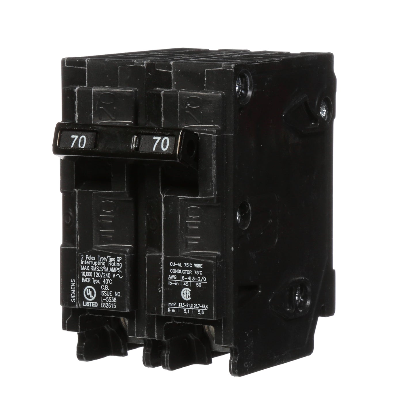 Siemens Q270 Circuit Breaker | 120/240V 70A 2P 10kA@240V Plug-In Q Series