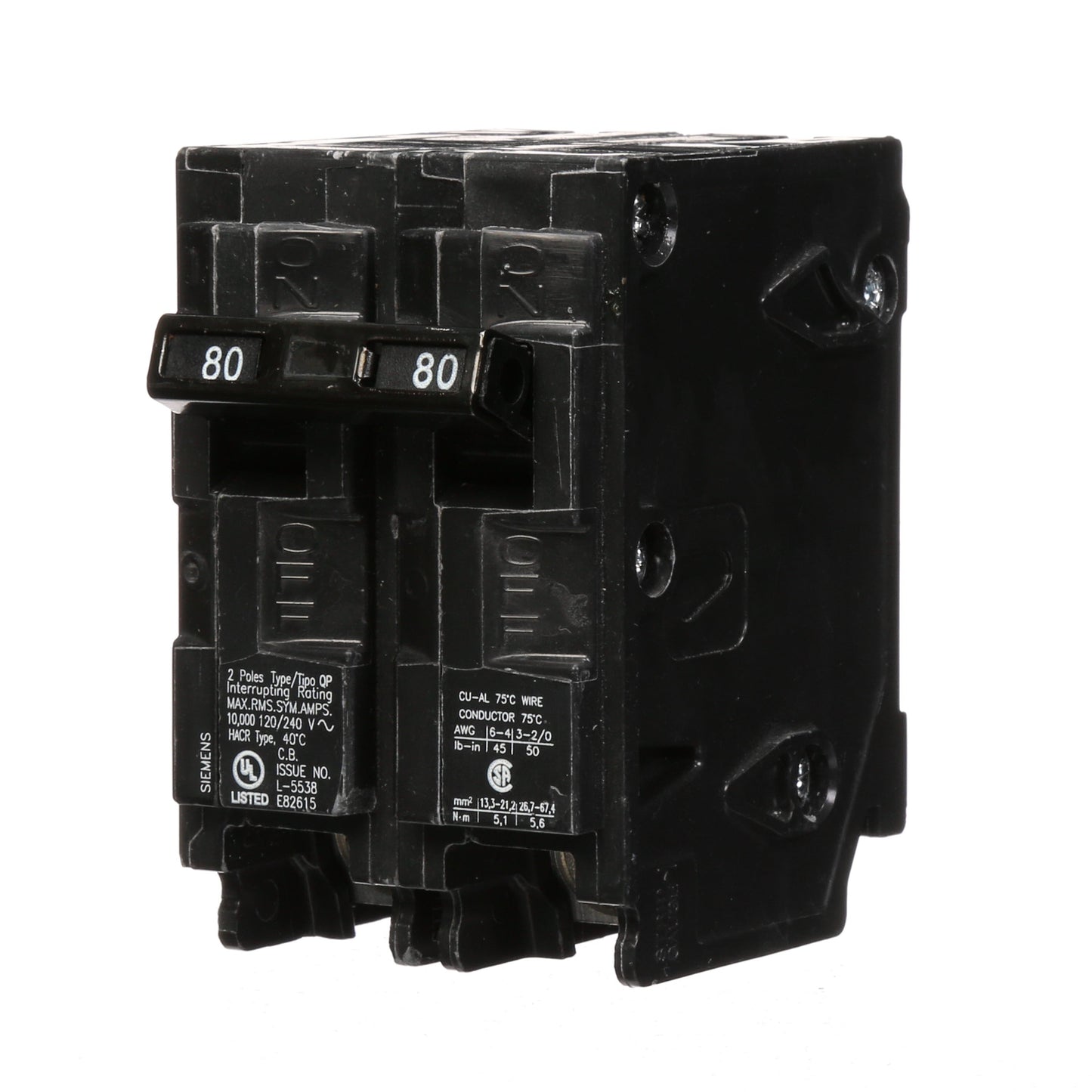 Siemens Q280 Circuit Breaker 120/240V 80A 2P 10kA@240V Plug-In Q Series