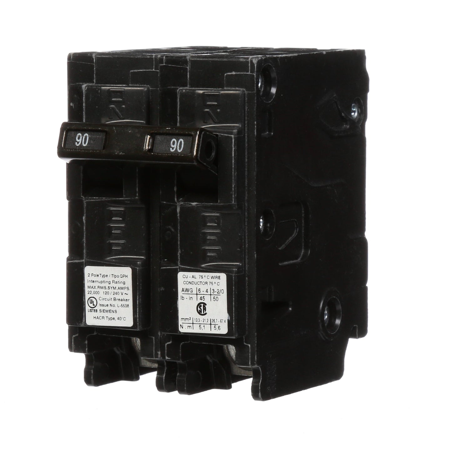 Siemens Q290H Circuit Breaker | 240V 90A 2P 22kA@240V Plug-In Q Series