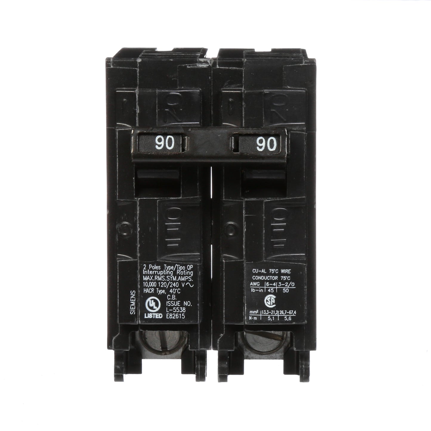 Siemens Q290 Circuit Breaker 120/240V 90A 2P 10kA@240V Plug-In Q Series