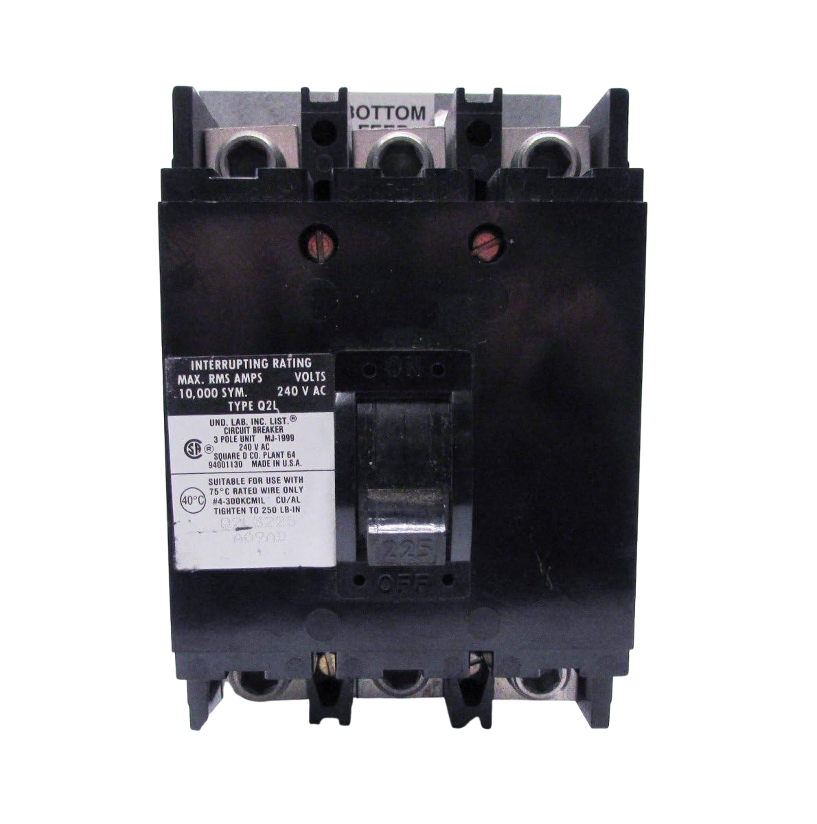 Square D Q2L3225H Circuit Breaker | Q2 Series Q2L 240V 225A