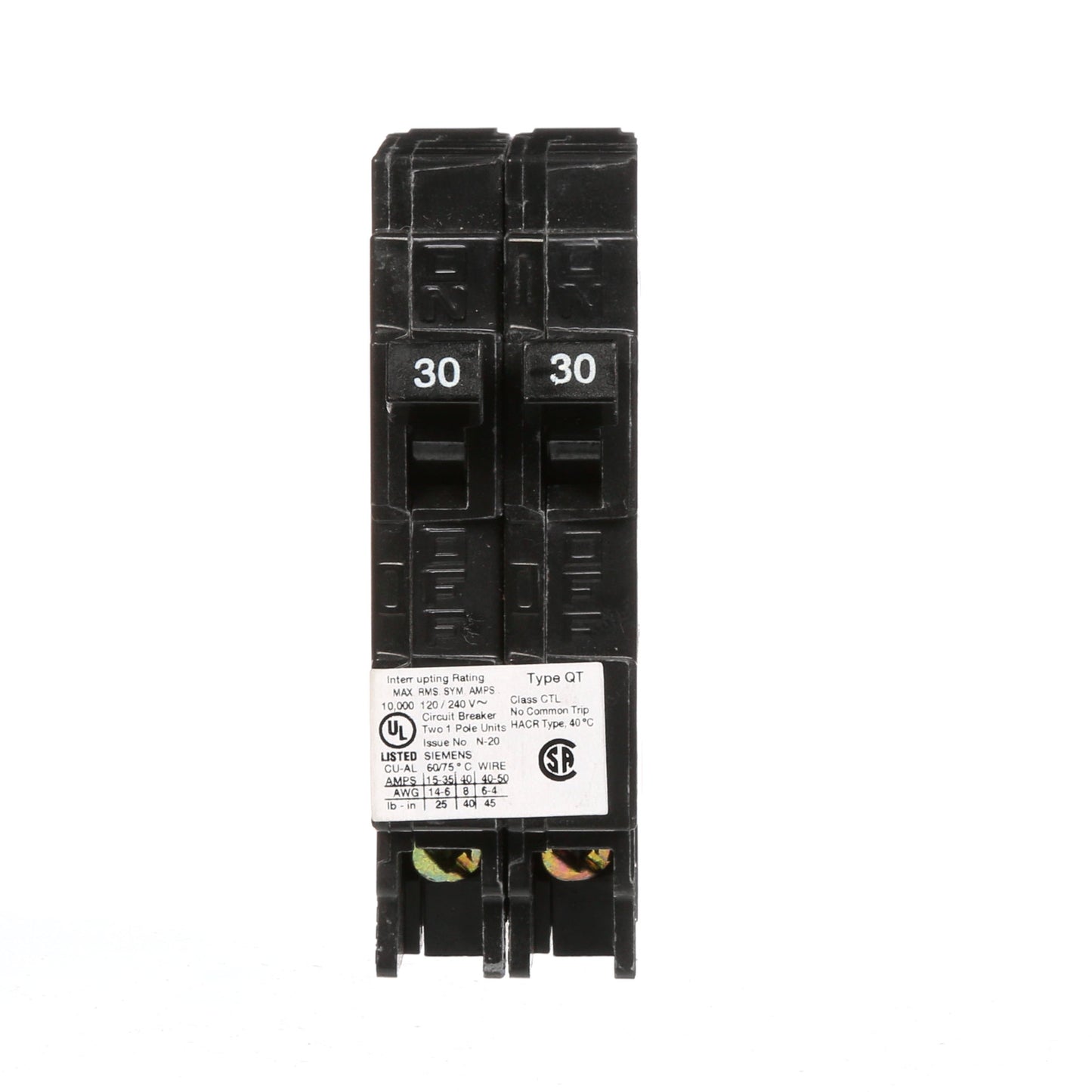 Siemens Q3030 Circuit Breaker | 240V 30A 2P 10kA@240V Plug-In Q Series