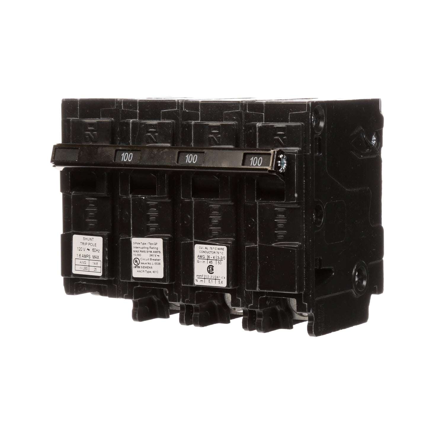Siemens Q310000S01 Circuit Breaker | 240V 100A 3P 10kA@240V Plug-In Q Series