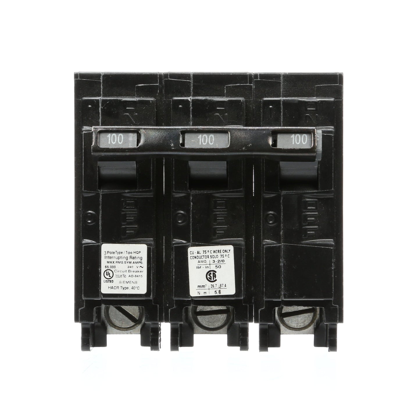 Siemens Q3100HH Circuit Breaker | 240V 100A 3P 65kA@240V Plug-In Q Series