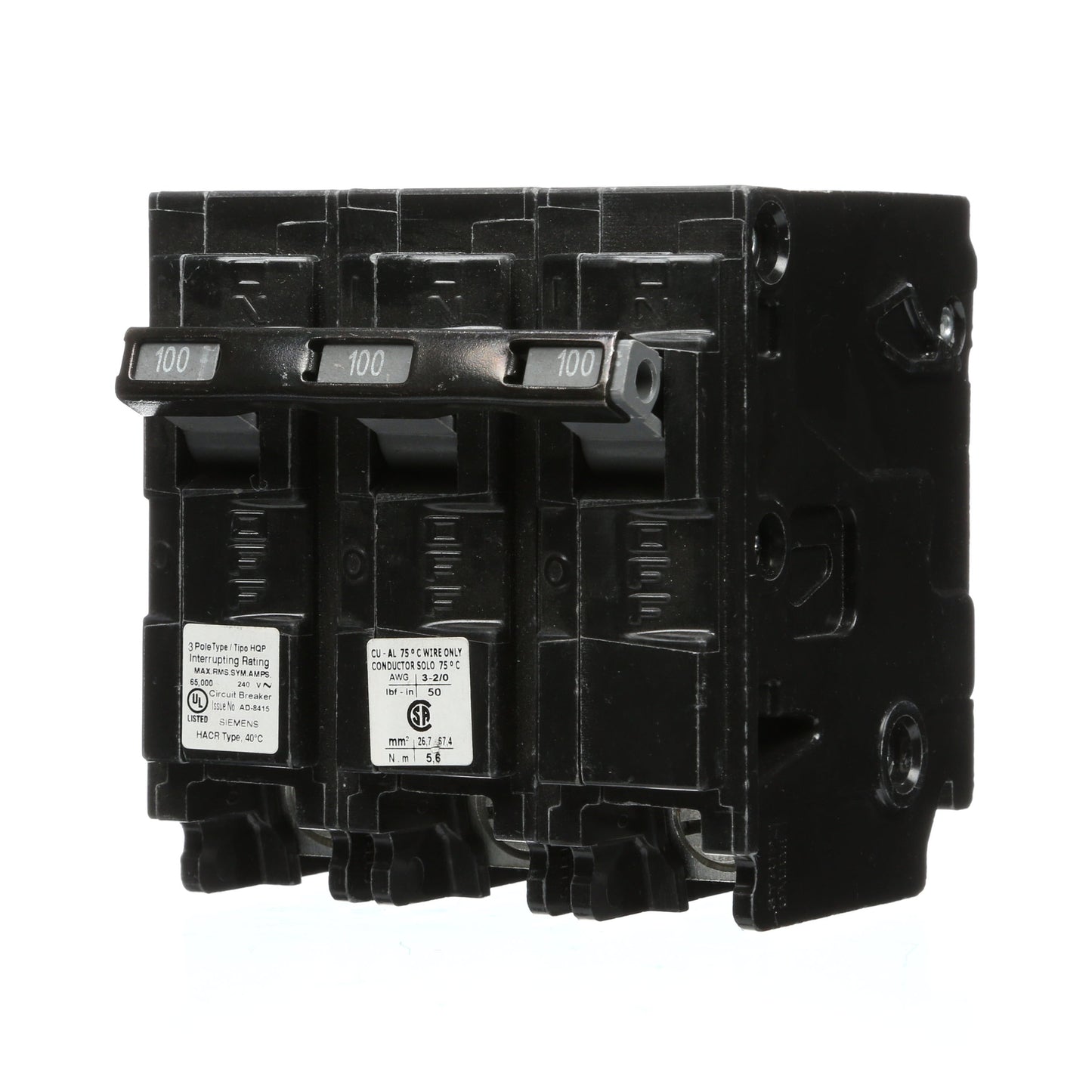 Siemens Q3100HH Circuit Breaker | 240V 100A 3P 65kA@240V Plug-In Q Series