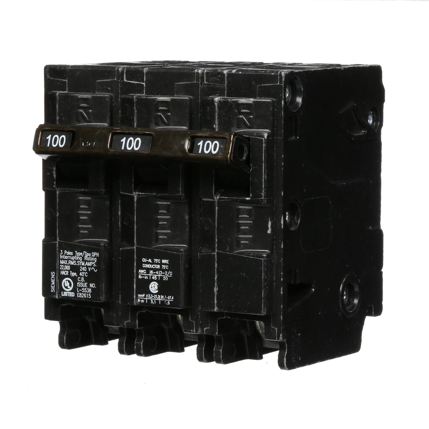 Siemens Q3100H Circuit Breaker | 240V 100A 3P 22kA@240V Plug-In Q Series