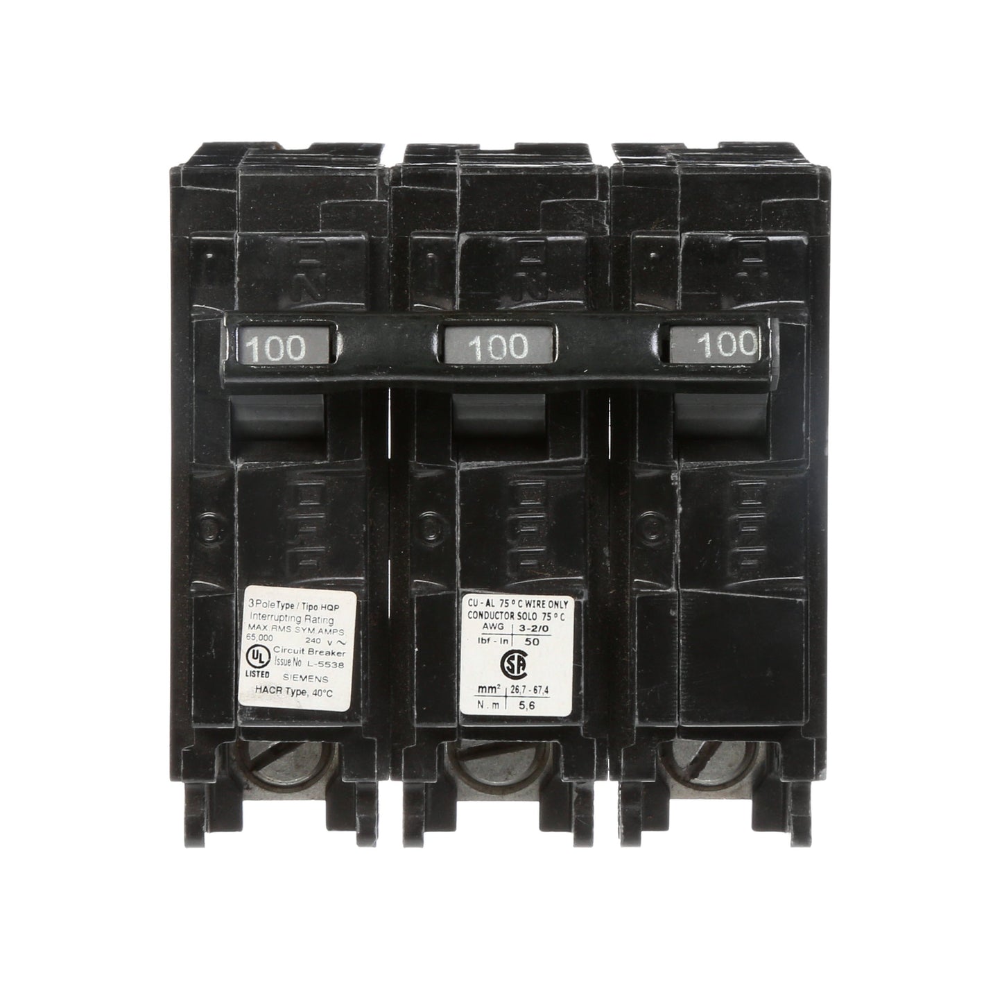 Siemens Q3100 Circuit Breaker | 240V 100A 3P Plug-In 10kA@240V Q Series