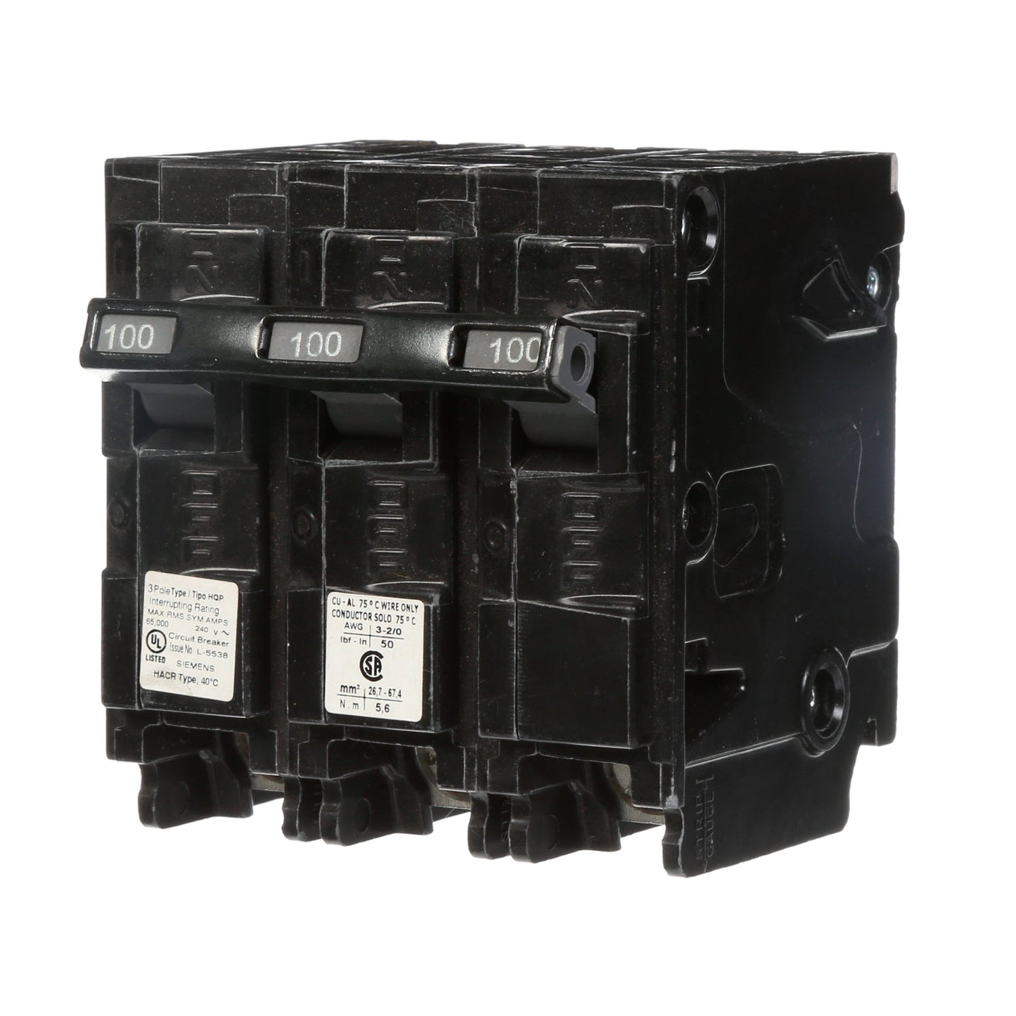 Siemens Q3100 Circuit Breaker | 240V 100A 3P Plug-In 10kA@240V Q Series