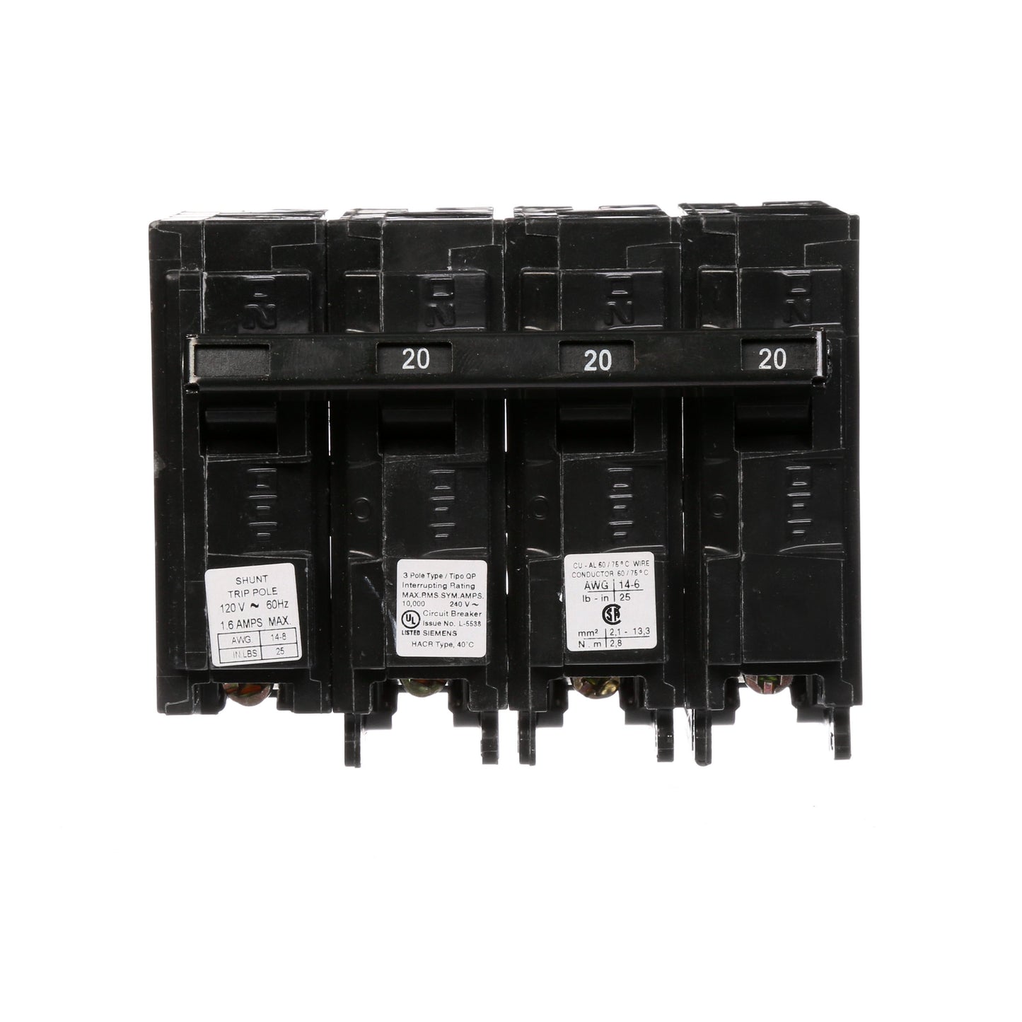 Siemens Q32000S01 Circuit Breaker | 240V 20A 3P 10kA@240V Plug-In Q Series
