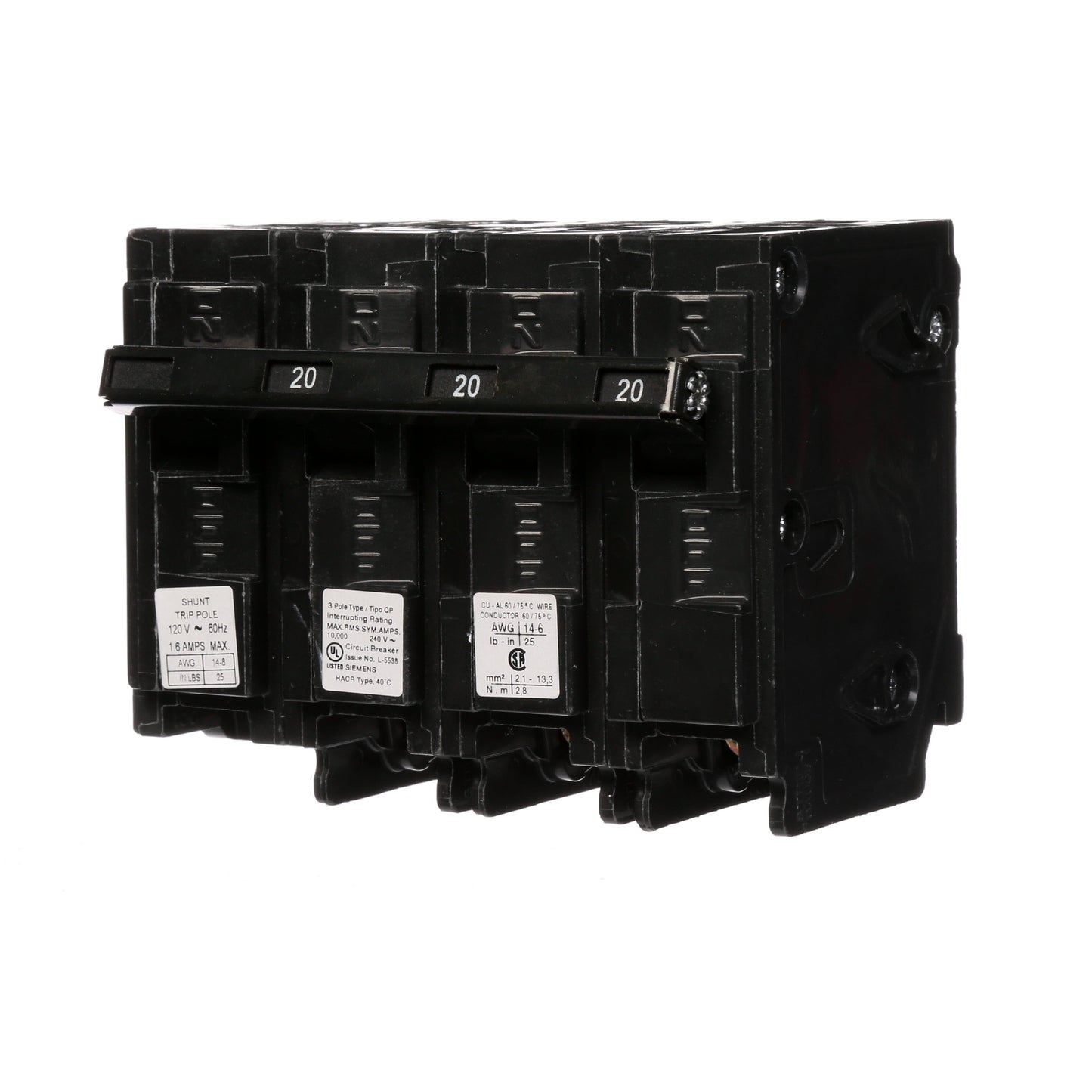Siemens Q32000S01 Circuit Breaker | 240V 20A 3P 10kA@240V Plug-In Q Series