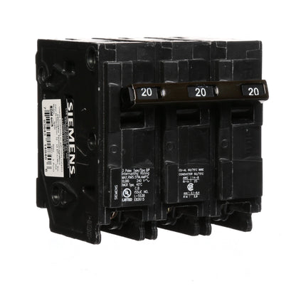 Siemens Q320 Circuit Breaker | 240V 20A 3P Plug-In 10kA@240V Q Series