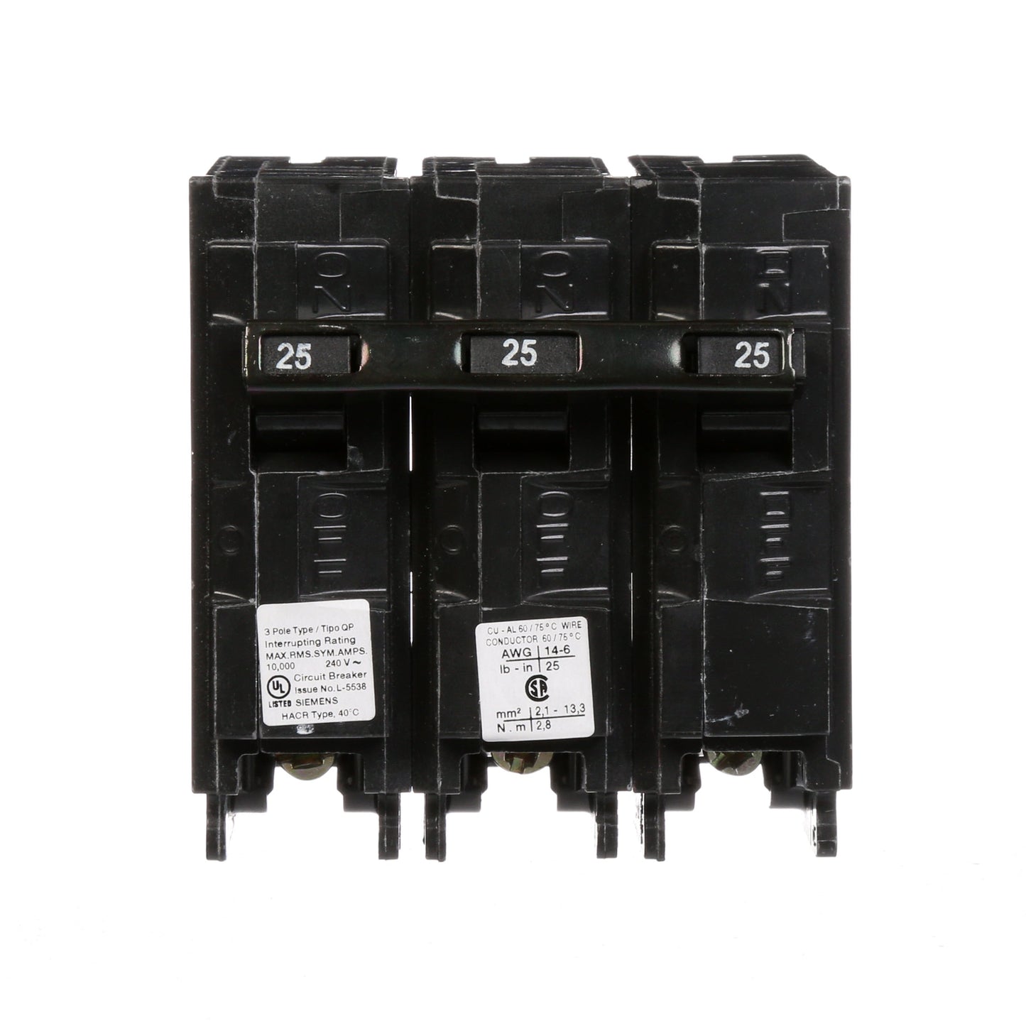 Siemens Q325 Circuit Breaker | 240V 25A 3P 10kA@240V Plug-In Q Series