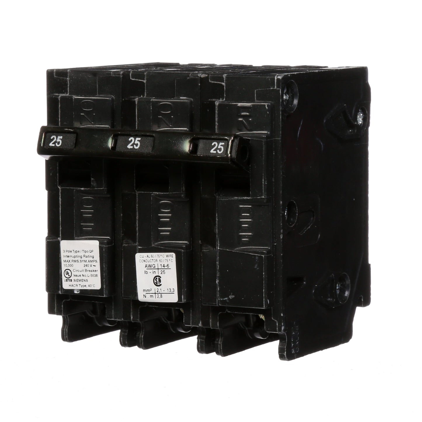 Siemens Q325 Circuit Breaker | 240V 25A 3P 10kA@240V Plug-In Q Series