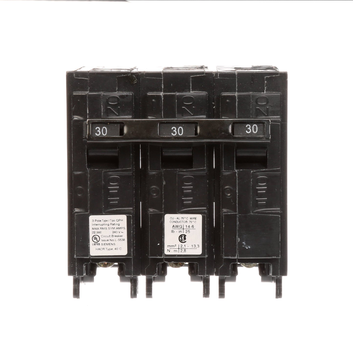 Siemens Q330H Circuit Breaker | 240V 30A 3P 22kA@240V Plug-In Q Series