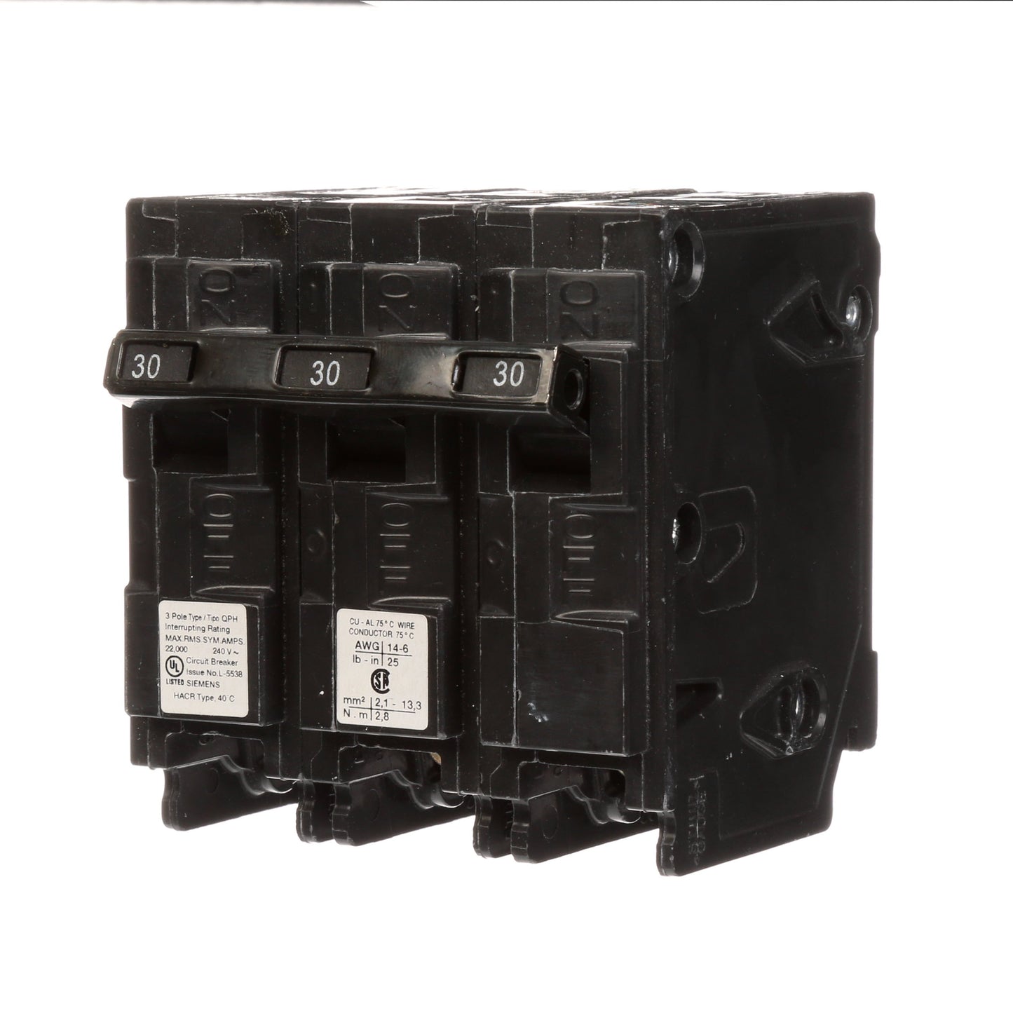 Siemens Q330H Circuit Breaker | 240V 30A 3P 22kA@240V Plug-In Q Series